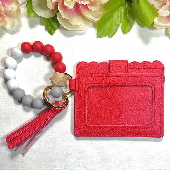 Wristlet Card Wallet Bracelet in Red - Picture 4 of 6